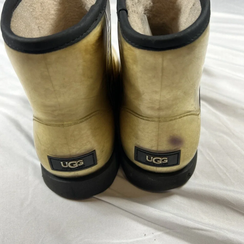UGG Classic Clear Mini Clear Natural Black Boots Women's Size 9 Distressed